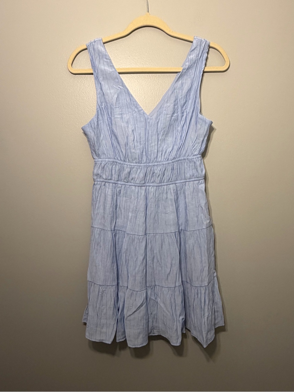 Lily Rose Pale Blue V-Neck Tiered Mini Dress